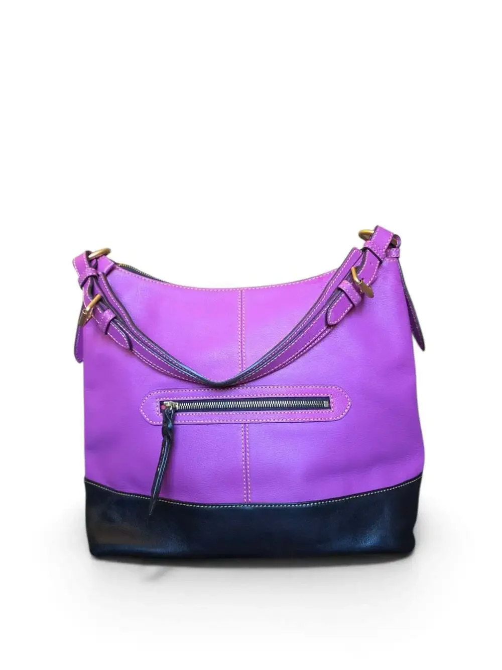Dooney & Bourke Sophie Pebble Leather Hobo Bag Pink Black Colorblock Tassel